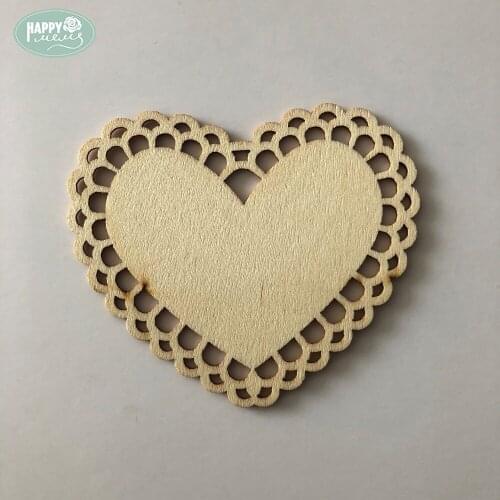 Happymems Wood Shapes 12pcs Sweet Heart wooden shape Home Decorations Household Scrapbooking Love wooden shape