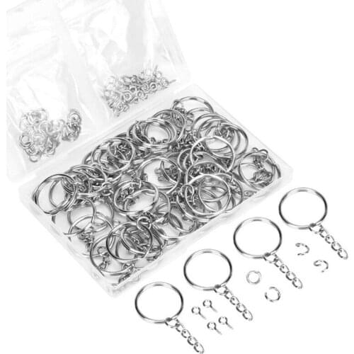 150Pcs/Box Screw Eye Pin Key Chains with Open Jump Ring Chain Extender Eye Pins