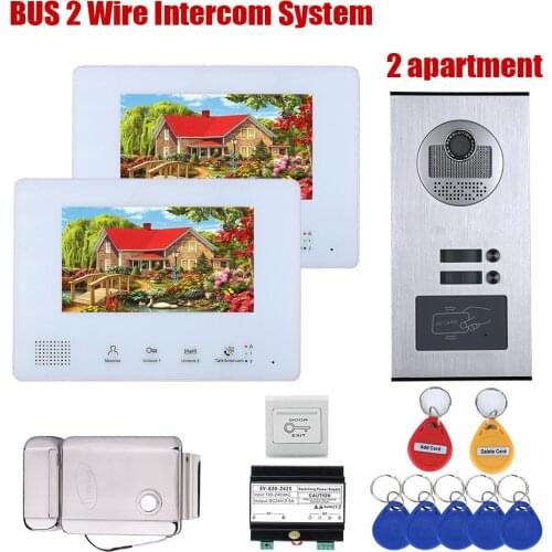 2/3/4/5/6 Units Apartment BUS 2 Wire Video Door Phone Intercom systems 7 Inch Kit for Electronic Door Lock home Night Vision