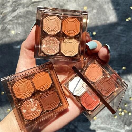 4 Color Glitter Metallic Eyeshadow Pallete Matte Eyeshadow Palette Shimmer Shiny Pearlescent Pigmented Makeup Palette Cosmetic