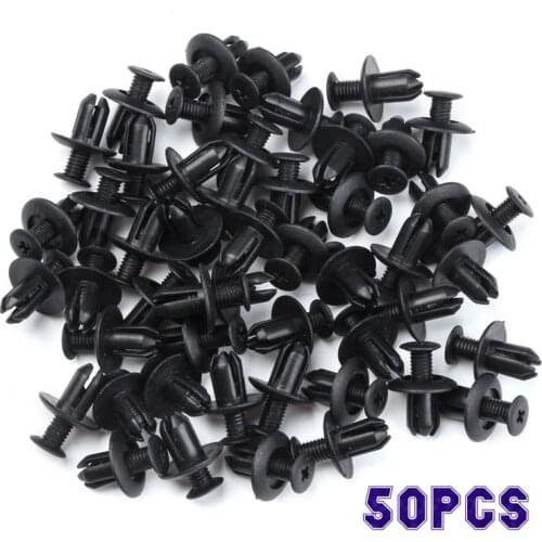 50 PCS Black Plastic Automotive Rivet Car Clip Fastener Fender Bumper Push Pin For Hyundai Car Fastener Clip Trim Rivet