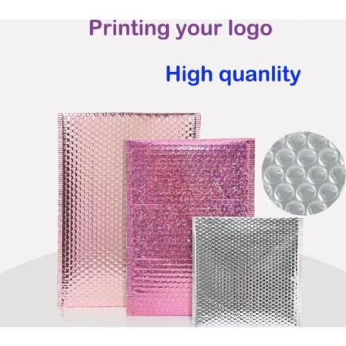Bubble Padded Envelope-bag with Logo Printing Gold/Silver/Black/Pink Customized Plastic Postal Mailer Bags for Shipping