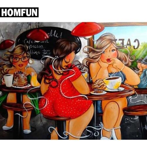 HOMFUN Full Square/Round Drill 5D DIY Diamond Painting "Fat woman" Embroidery Cross Stitch 3D Home Decor Gift A06311