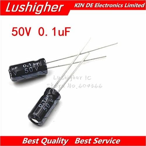 50PCS 50V0.1UF 5*11mm 0.1UF 50V 5x11 mm Aluminum Electrolytic Capacitor DIP