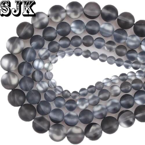 Austria Crystal Beads Matte Labradorite Frost Silvery Grey MoonStone Round Beads 6 8 10 12MM Diy Handmade Jewelry Making