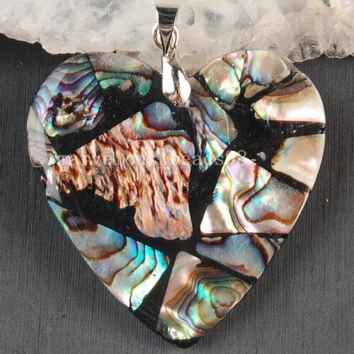 Free Shipping Beautiful jewelry 35x38mm New Zealand Abalone Shell Heart Pendant Bead MC3646