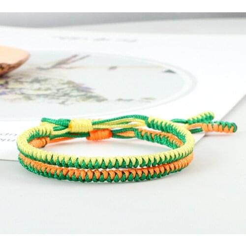 Tibetan Buddhist 2pc Bracelet Charm Lucky Adjustable Handmade Knots Rope Couples Bracelets&Bangles For Women Men Friends Jewelry