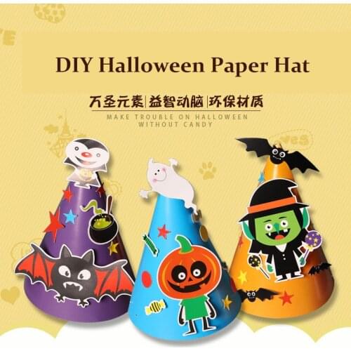 5pcs/Lot DIY Halloween Paper Hat Birthday Party Supplies Happy Halloween Role Dress Up Caps Festival Bar School Decorative Paper