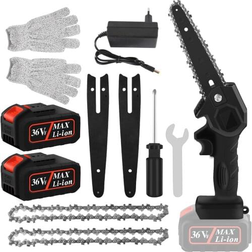 Mini Chainsaw 6 inch 36V Electric Chainsaw, Portable Handheld Cordless Chainsaw for Gardening Pruning Tree Trimming Wood Cutting