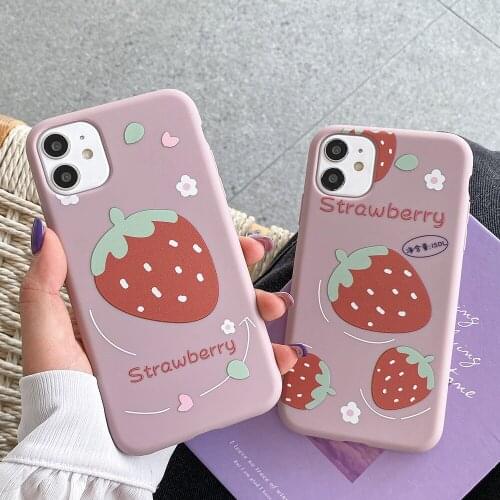 Cute Strawberry Lovely Fruit Phone Cases For iPhone 12 Pro Max 12 Mini 11 Pro Max XR X XS Max 7 8 Plus Soft TPU Back Cover Case