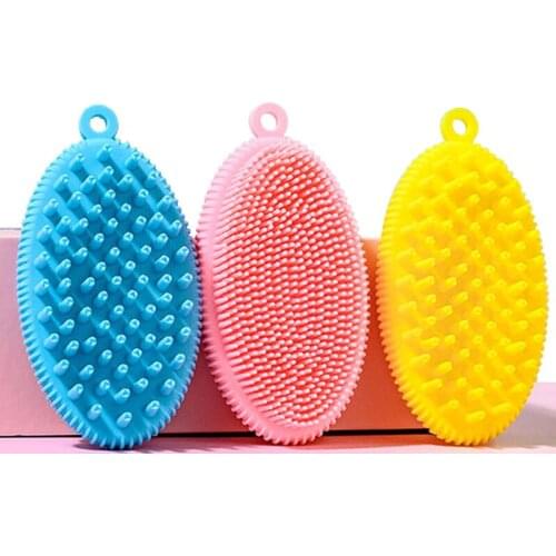 Baby Silicone Brush For Dew Shower Infants Silicone Bath Brush Non-slip Rubbing Tools Children Massage Brush Soft Shower Tool