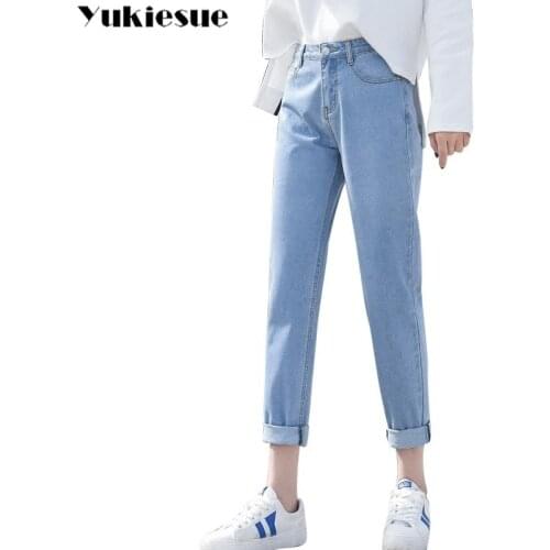 2018 Spring Summer Ripped Jeans Woman High Waist Boyfriend Jeans For Women Plus Size Blue Black White Denim Jeans Pants Trousers