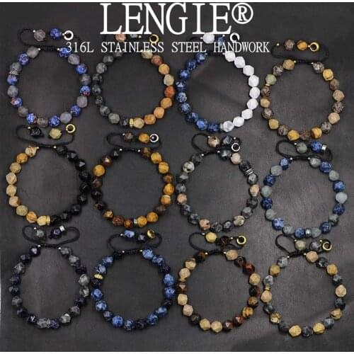 Stainless Steel Geometry Natural Beads Bracelet for Men 12 Zodiac Constellations Charm Woman Bracelets Fashion Jewelry Gifts