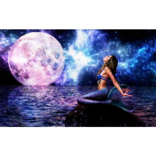 HD Printed Modern Art Wall Decor Fantasy Blue Mermaid Oil Painting Picture On Canvas Home Sitting Room Decoration