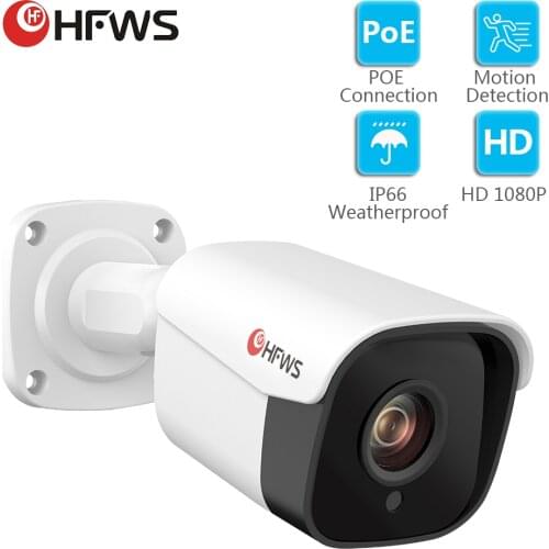HFWS H.265 Hd 1080P 2Mp Audio Video Onvif Cctv Ip Camera Poe Outdoor Waterproof IR P2P Home Camera Indoor Security Surveillance
