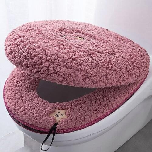 Two-piece Bathroom Decoration Toilet Seat Cushion+lid Universal Cover Mat Set Warm Soft Washable Seat Mat Bidet Winter Pad
