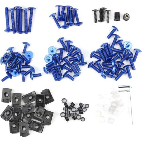 Blue Motorcycle Sportbike Fairing Body Bolts Kit Fastener Clips Screws For Honda Suzuki Yamaha Kawasaki