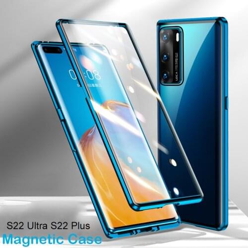Magnetic Case For Samsung Galaxy Note 20 Ultra S21 Plus S20 FE S10 S9 S8 A41 A51 A71 A50 A70 A8 A90 5G Metal Bumper Glass Case