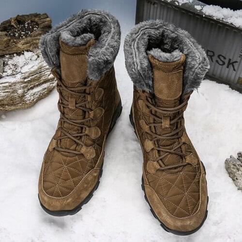 2020 Plus Size Men Snow Boots Outdoor Super Warm Leather Men Boots High Mid-Calf Keep Warm Botas Hombre Non-slip High Quality
