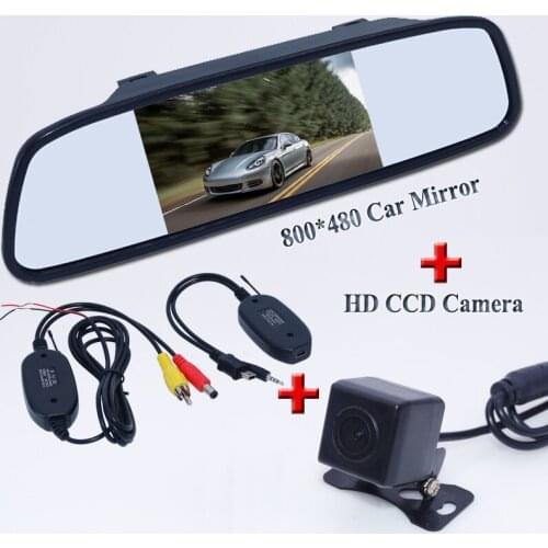 New car parking camera 170 anlge plug+4.3" car mirror balck +plastic shell receiving and transmitting use for all cars