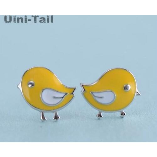 Uini-Tail 2018 new listing 925 sterling silver cute little yellow bird earrings female models Korean fashion sweet jewelry GN779