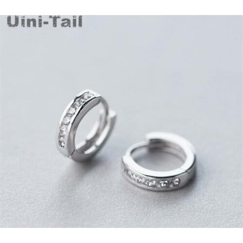 Uini-Tail new hot 925 sterling silver single row micro inlay earrings female Korean fashion wild high quality ear buckle GN556