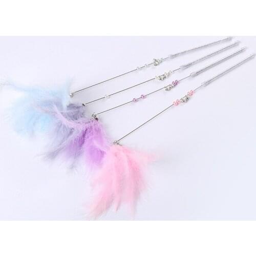 4 Colors Fairy Stick Funny Cat Stick Interactive Toy Rod With Bell And Feather Toys For Pet Cats Stick Wire Chaser Wand Toy