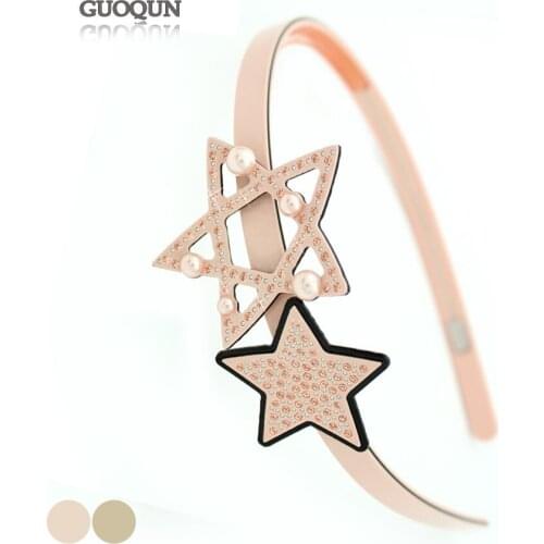 2pcs Stars Hair band - Headband - Retro Hairband Accessory for Women Lady Pearl Acetate Hair Jewelry Ornament for Thick Tiara