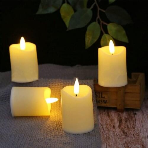 Remote controlled Battery Operate LED Candle Flickering Bullet 3D Flame Plastic Pillar Candles Church Home Decor Dia.5CM-Warm Wh