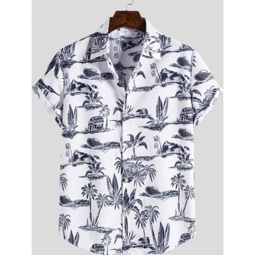Plus Size 5XL Men Hawaiian Shirt Flower Print 2021 Breathable Streetwear Short Sleeve Blouse Summer Lapel Casual Men Beach Shirt