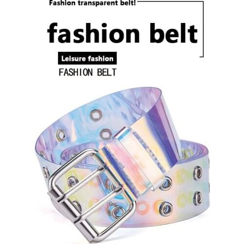 New Women Fashion Transparent Laser Belt Wide Waist Band Metal Buckle Dress Pants Waistband Clear Pin Buckle wide Waist Bands