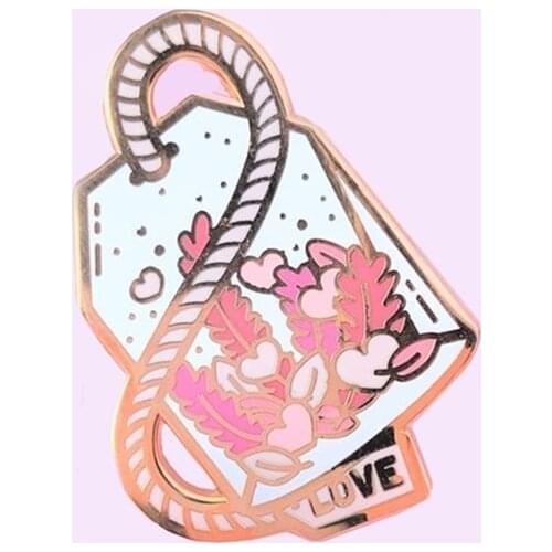 Pink Herbal Flower Love Potion Tea Enamel Pins Lapel Pin Badge Brooch