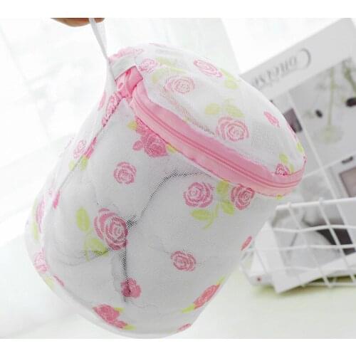 Flowers Print Mesh Net Bra Wash Bag Zipper Laundry Bags Cleaning Mesh Clothing Underwear Organizer Washing Bag Bath Accessories