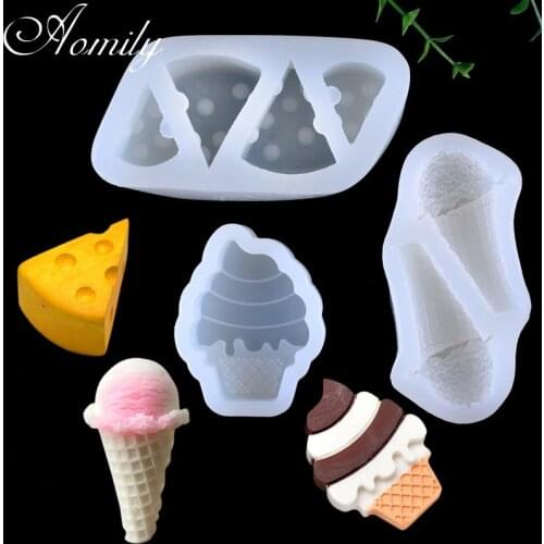 Aomily Cute Cheese Ice Cream Shaped 3D Silicon Chocolate Jelly Candy Cake Mold DIY Pastry Bar Ice Block Soap Mould Baking Tools
