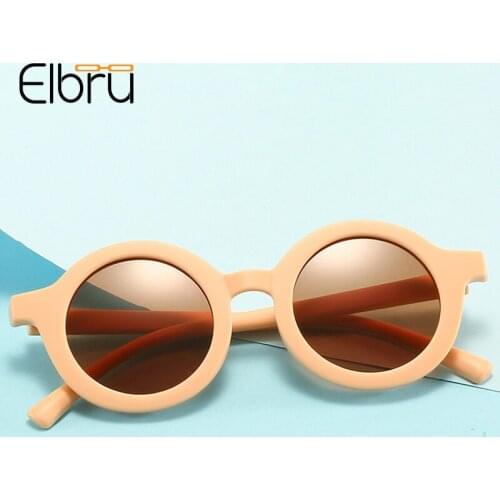Elbru Vintage Small Round Children Sunglasses Brand Designer Cute Colorful Sunshades For Kids UV400 Sun Glasses For Boys Girls