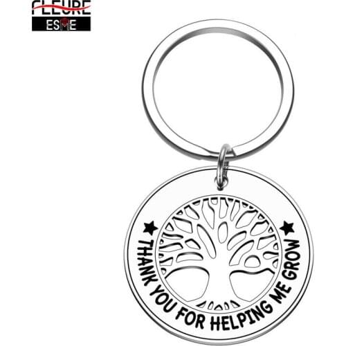 Thank You Keychain Gift for Teacher Women Men Grandmother Grandfather Father Mother Nurse Thank You for Helping Me Grow Keyring
