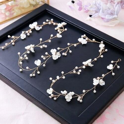 Wedding Headdress Pearl Crystal Headband Bridal Hair Accessories Flower Headpiece Women Handmade Wedding Hair ornaments Jewelry