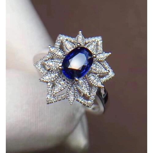 T1210 Blue Sapphire Ring 1.13ct Real Pure 18 K Natural Unheat Blue Sapphire Gemstone Diamonds Stone Female Ring