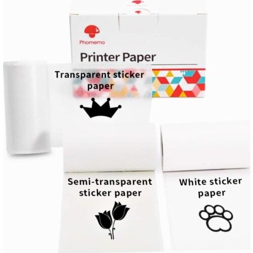 Phomemo Thermal Sticker Label Paper M02/M02S/M02Pro/M03 Pocket Printer Paper 3 Rolls 50mm Multi-Purpose Self-Adhesive Label