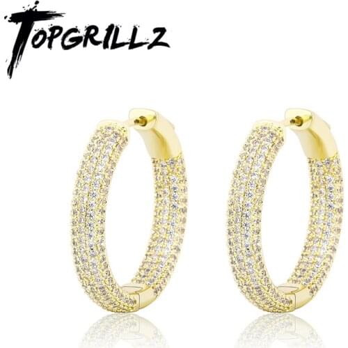 TOPGRILLZ 2020 New Round Earrings High Quality Iced Out Micro Pave Cubic Zirconia Earring Hip Hop Fashion Jewelry Gift For Women