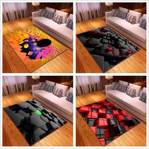 Creative Modern Geometric Pattern 3D Carpets for Living Room Bedroom Large Size Carpet Rectangular Tea Table Antiskid Floor Mats