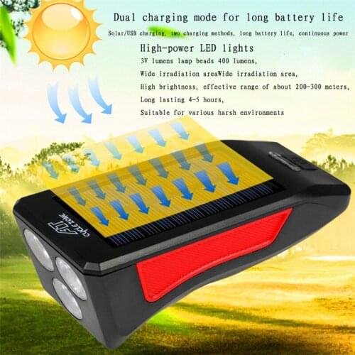 Bicycle lights, solar headlights, charging glare mountain bikes, flashlights, bicycle accessories, cycling equipment