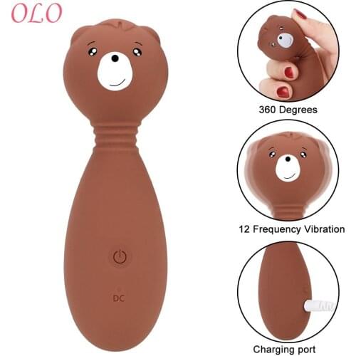OLO 360 Degree Rotation Vibrating Dildo Sex Toys for Women 12 Speeds Clitoris Stimulator Cute Bear G Spot Vibrator