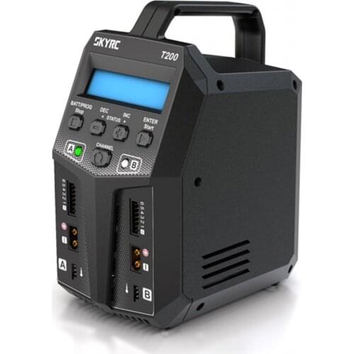 High Quality SKYRC T200 2X100W 12A AC/DC Dual Balance Charger For 1-6S Lipo/LiHV/LiFe Battery