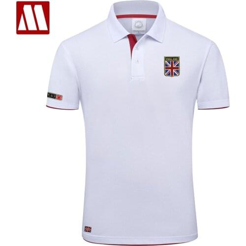 High Quality MYDBSH Brand Summer Short Sleeve Polo Shirt Man Fashion Union Flag Embroidery Casual Mens Polo Shirts Cotton Tops