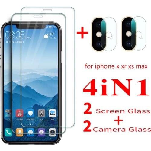 4 IN 1 For iphone X Protective Glass For iphone XR Camera Screen Protector On iphone xs XS MAX Protection Film