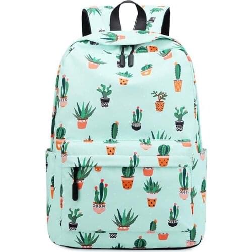 Women Harajuku Cactus Print Polyester Casual Large Capacity Backpack Student Teenage Girl Boy School Daypack Racksack рюкзак Bag