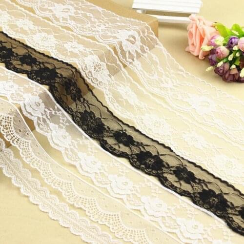 10Yard/Lot Beautiful white black lace trim decoration diy clothes accessories lace fabric curtain bordered edge lace