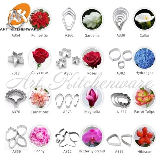 38pcs/set Anemone Impression Flower Cutter Sets Cake Decorating Fondant Sugarcraft Cake Mold for Sugar Flower