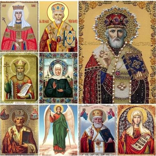 5D DIY Diamond Painting Religion Icons Cross Stitch Full Drill Square Diamond Embroidery Religious Mosaic Art Rhinestones Decor